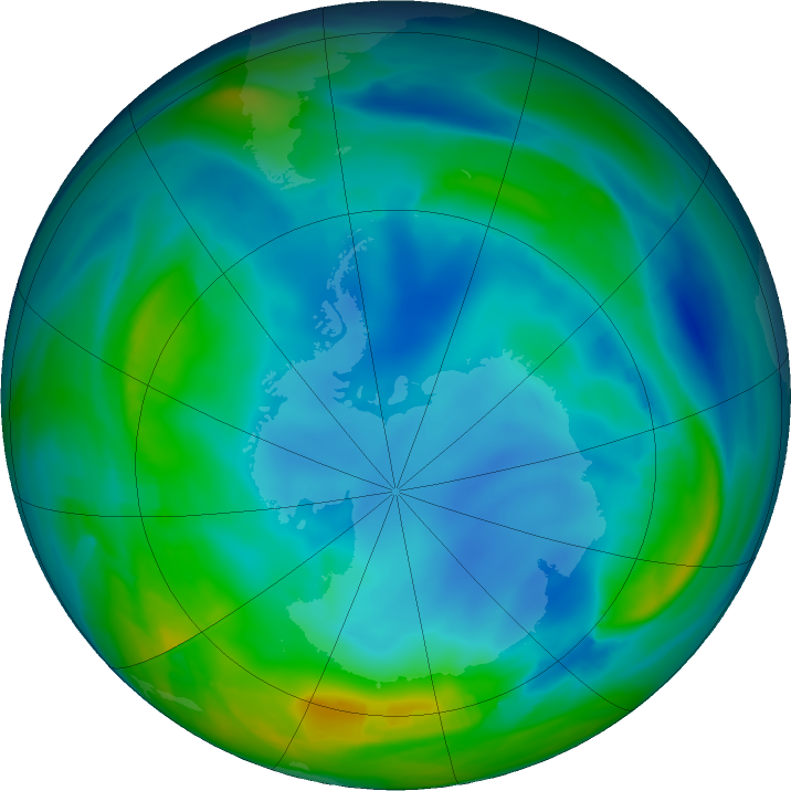 Antarctic ozone map for 15 July 2022
